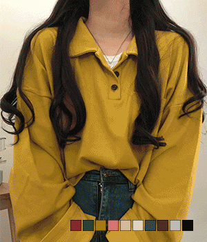[무료배송] 레트로 카라 오버핏 긴팔 티셔츠