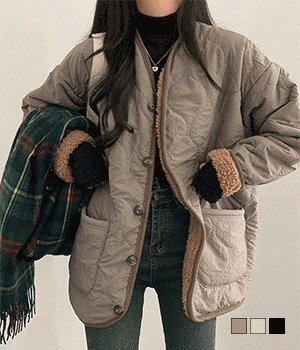 [무료배송] 마롱 덤블 양털안감 깔깔이 누빔 패딩 자켓