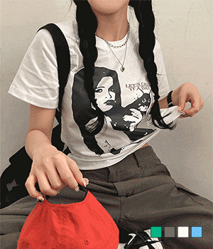 [무료배송] 힙캣더비 y2k 무드 빈티지 세미 크롭 반팔 티셔츠