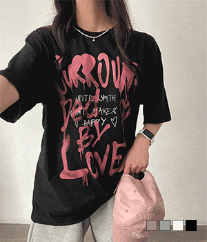 [무료배송] 굿바이 러브 스프레이 남녀공용 Y2K 루즈핏 레터링 반팔 티셔츠