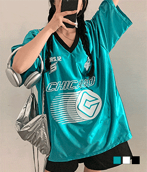 [무료배송] 힙하드라이크, y2k 메탈 브이넥 루즈핏 남녀공용 반팔 티셔츠