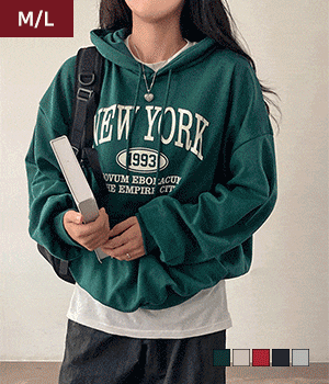 [무료배송] 하이뉴욕 1993, 캐주얼 레터링 루즈핏 후드 티셔츠