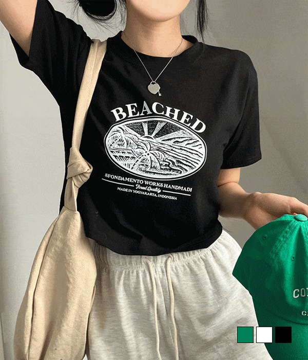 [무료배송] 비치드 빈티지 탄탄핏 반팔 크롭 티셔츠